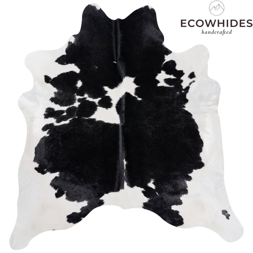 Brazilian Black and White Cowhide Rug Size 7'1" L x 7'3" W 8297