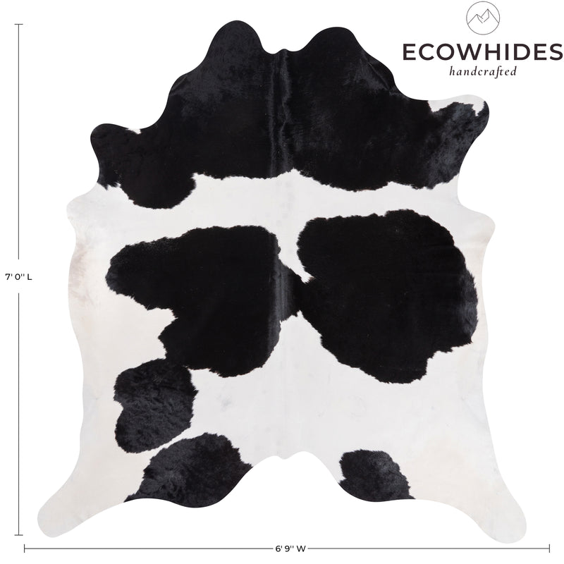 Brazilian Black and White Cowhide Rug Size 7'0" L x 6'9" W 8308