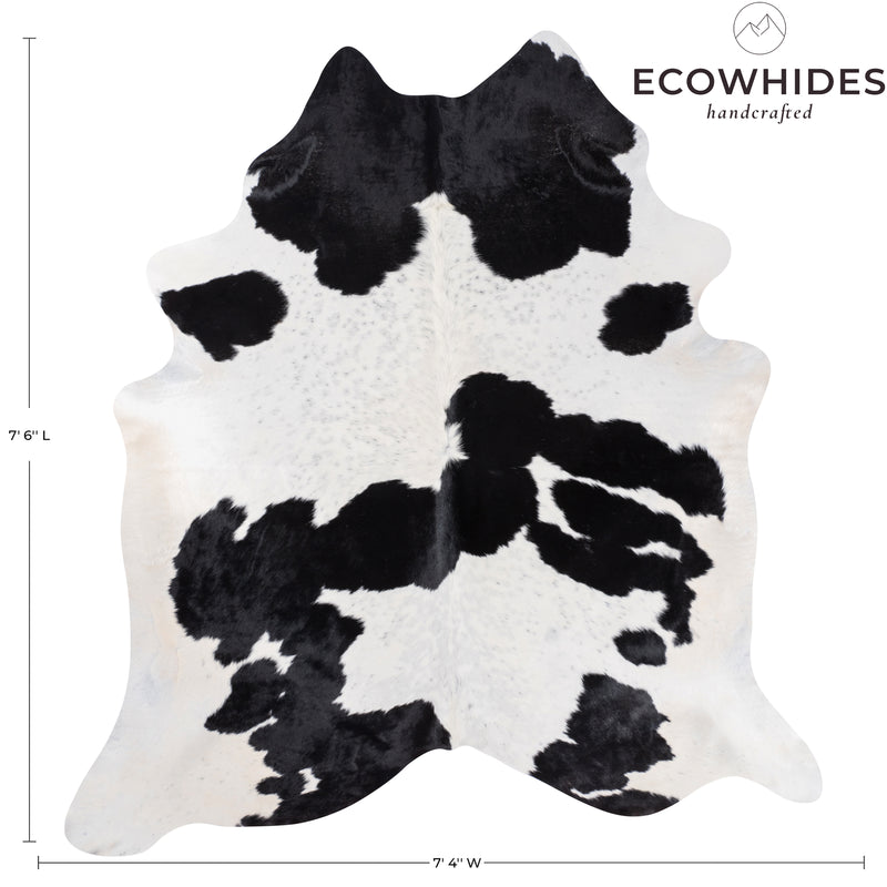 Brazilian Black and White Cowhide Rug Size 7'6" L x 7'4" W 8312