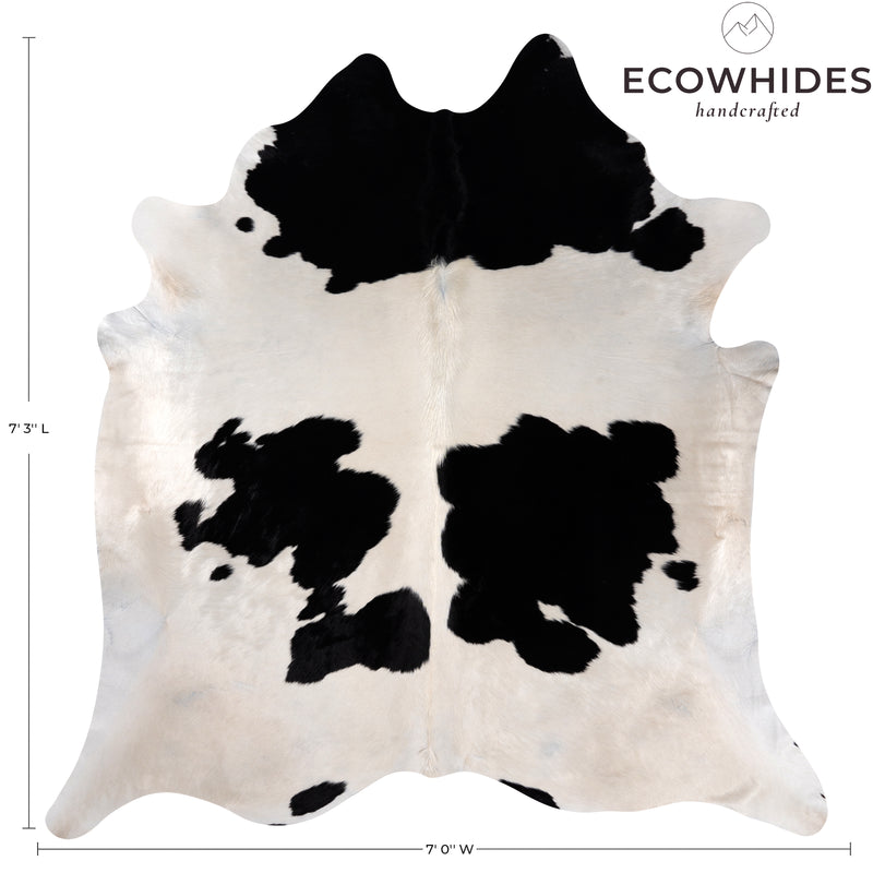 Brazilian Black and White Cowhide Rug Size 7'3" L x 7'0" W 8315