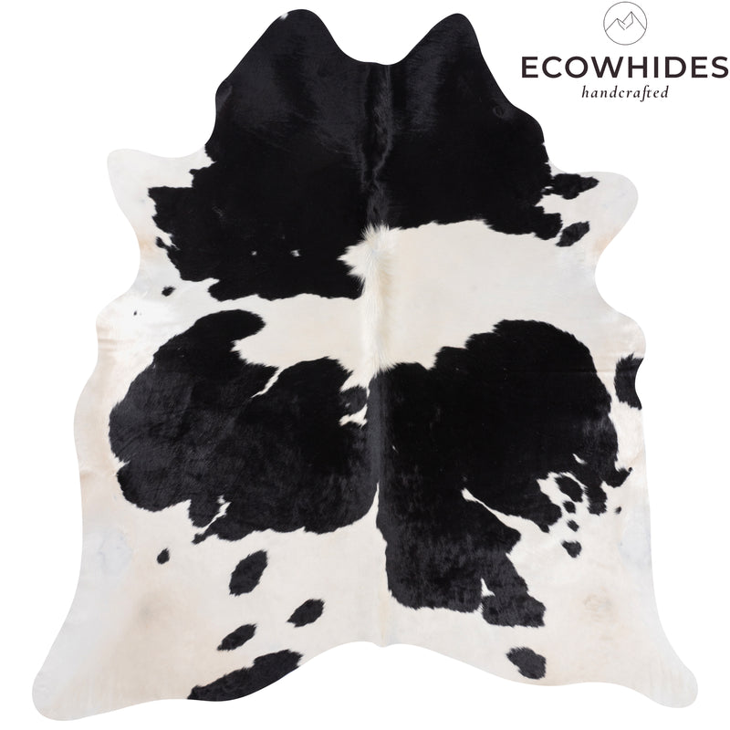 Brazilian Black and White Cowhide Rug Size 7'8" L x 7'0" W 8326