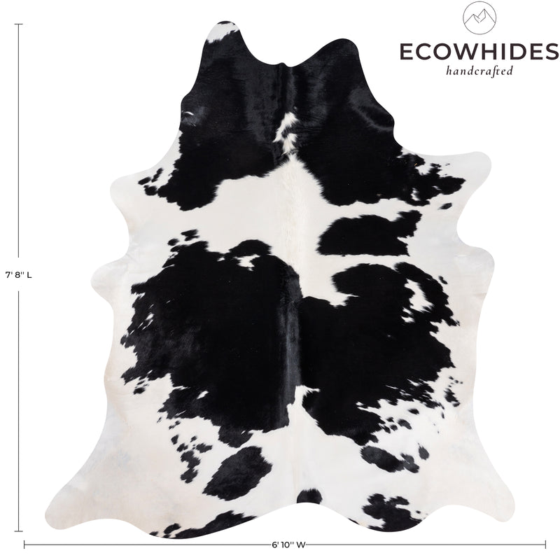 Brazilian Black and White Cowhide Rug Size 7'8" L x 6'10" W 8329