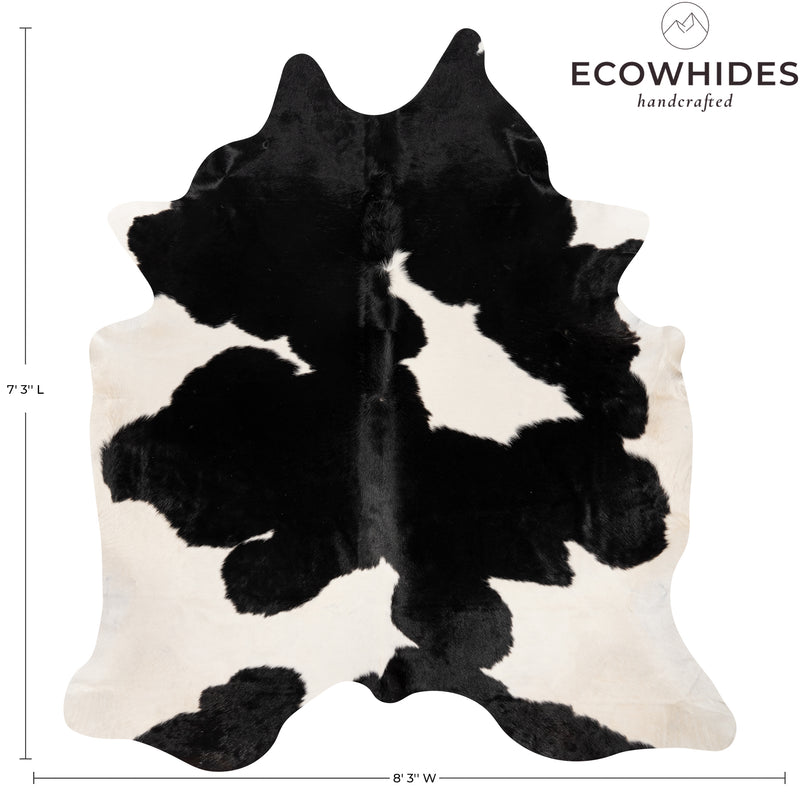 Brazilian Black And White Cowhide Rug Size 8'3" L x 7'3" W 8704