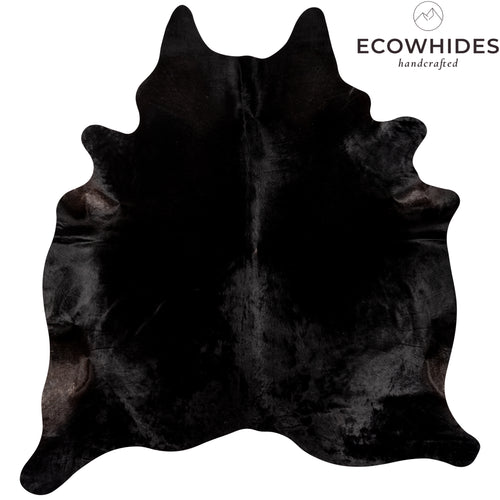 Brazilian Solid Black Cowhide Rug Size 7'9" L x 7'4" W 8790