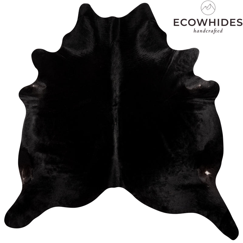 Brazilian Solid Black Cowhide Rug Size 7'5" L x 6'4" W 8806