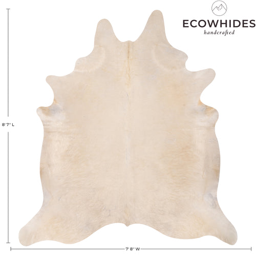 Brazilian White Cowhide Rug Size 8'7" L x 7'8" W 8819