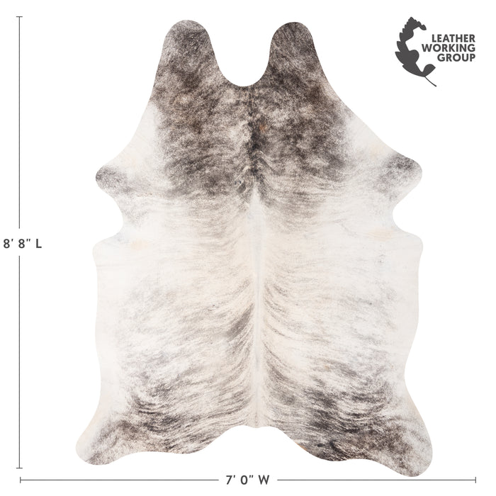 Brazilian Light Grey Brindle Cowhide Rug Size 8'8" L x 7'0" W 0893