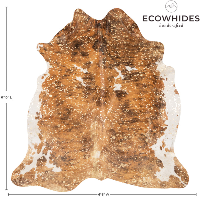 Brazilian Gold Metallic Cowhide Rug Size 6'10" L x 6'6" W 9040