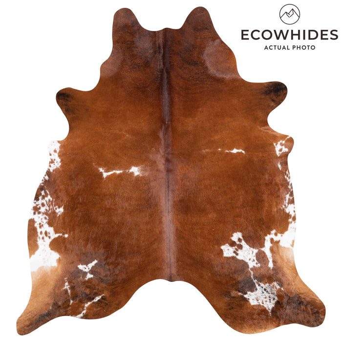 Brazilian Brown and White Cowhide Rug Size 7'7" L x 7'2" W 1002