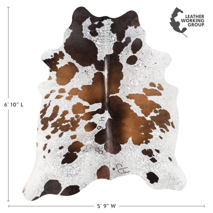 Brazilian Chocolate and White Cowhide Rug Size 6'10" L x 5'9" W 1005
