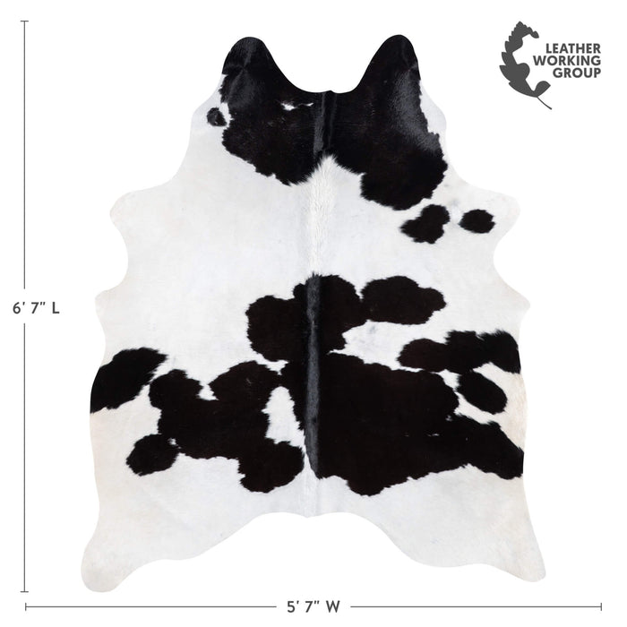 Brazilian Black and White Cowhide Rug Size 6'7" L x 5'7" W 1009
