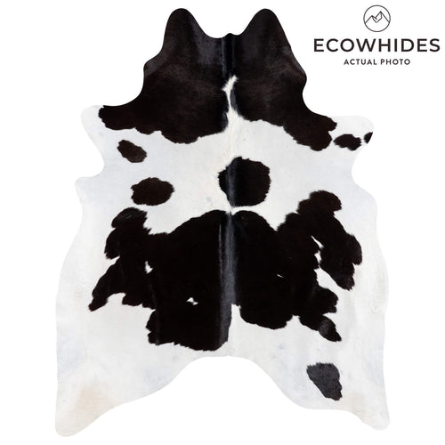 Brazilian Black and White Cowhide Rug Size 7'2" L x 5'9" W 1010