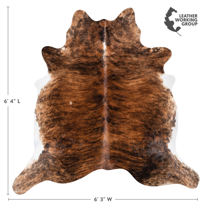 Brazilian Brindle Cowhide Rug Size 6'4" L x 6'3" W 1021