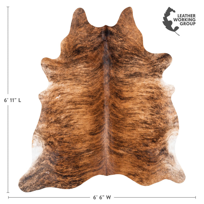Brazilian Brindle Cowhide Rug Size 6'11" L x 6'6" W 1039