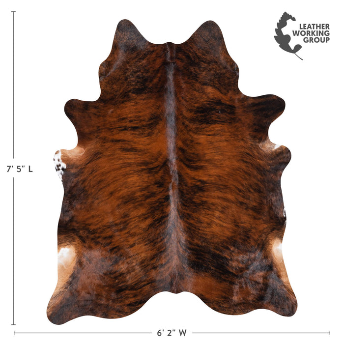 Brazilian Brindle Cowhide Rug Size 7'5" L x 6'2" W 1068