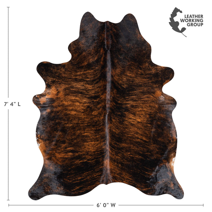 Brazilian Dark Brindle Cowhide Rug Size 7'4" L x 6'0" W 1076
