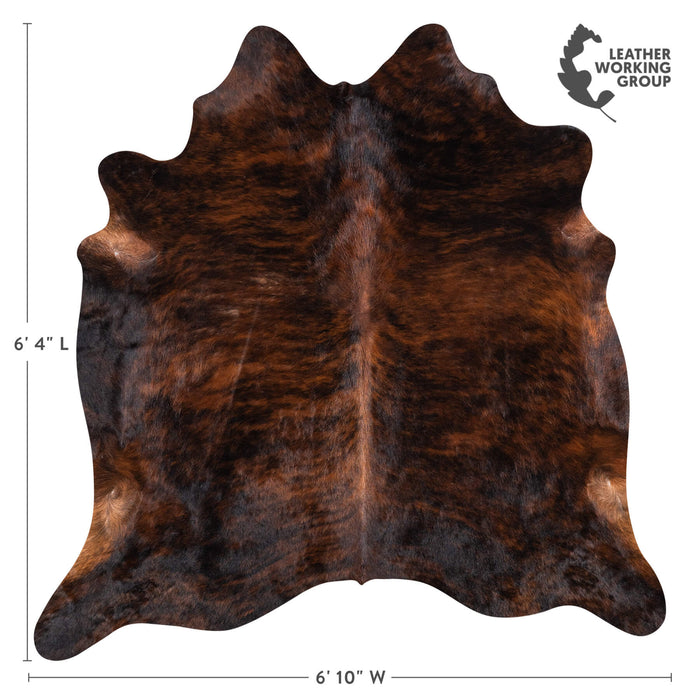 Brazilian Dark Brindle Cowhide Rug Size 6'4" L x 6'10" W 1077