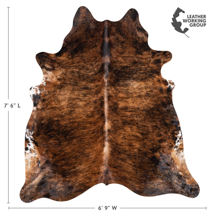 Brazilian Brindle Cowhide Rug Size 7'6" L x 6'9" W 1078