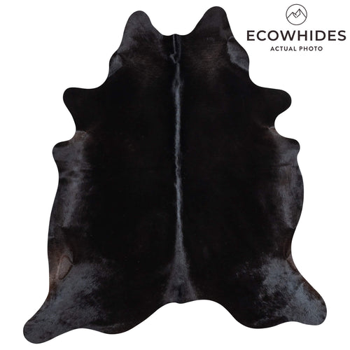 Brazilian Solid Black Cowhide Rug Size 7'1" L x 6'5" W 1080