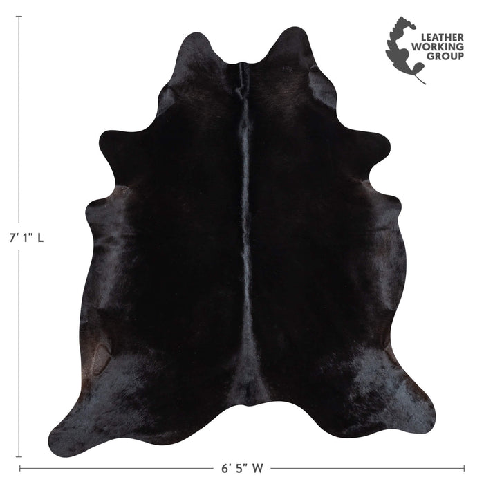Brazilian Solid Black Cowhide Rug Size 7'1" L x 6'5" W 1080