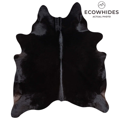 Brazilian Solid Black Cowhide Rug Size 6'8" L x 5'9" W 1081