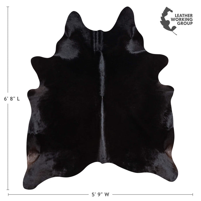 Brazilian Solid Black Cowhide Rug Size 6'8" L x 5'9" W 1081