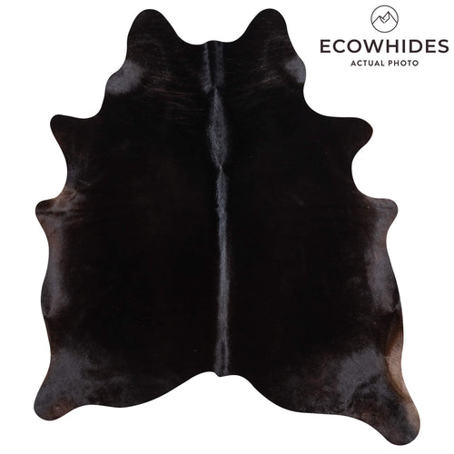 Brazilian Solid Black Cowhide Rug Size 6'8" L x 5'9" W 1082