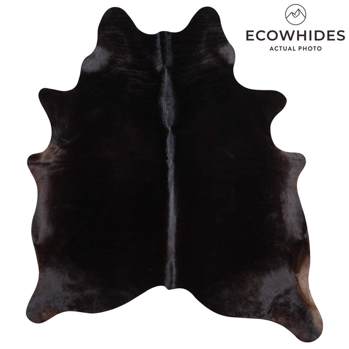 Brazilian Solid Black Cowhide Rug Size 6'8" L x 5'9" W 1082