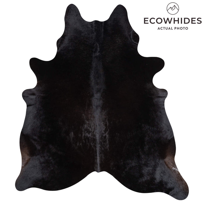 Brazilian Solid Black Cowhide Rug Size 7'1" L x 6'1" W 1083