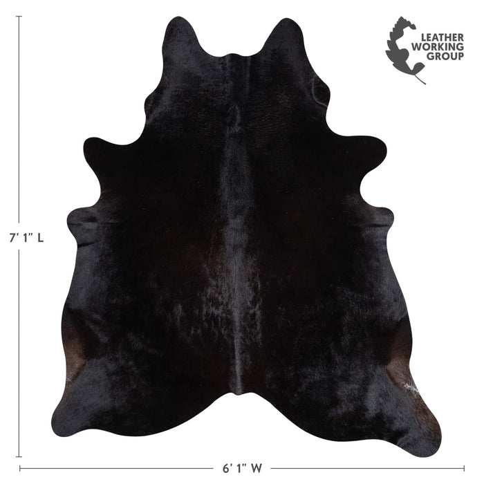 Brazilian Solid Black Cowhide Rug Size 7'1" L x 6'1" W 1083