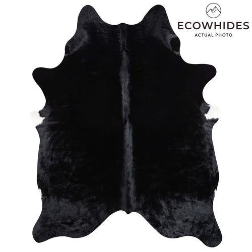 Brazilian Solid Black Cowhide Rug Size 6'10" L x 5'4" W 1085