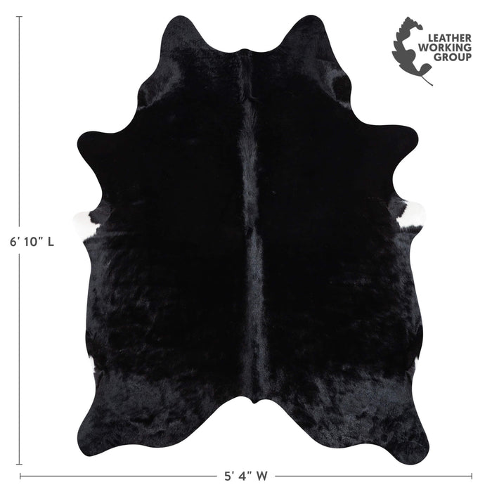 Brazilian Solid Black Cowhide Rug Size 6'10" L x 5'4" W 1085