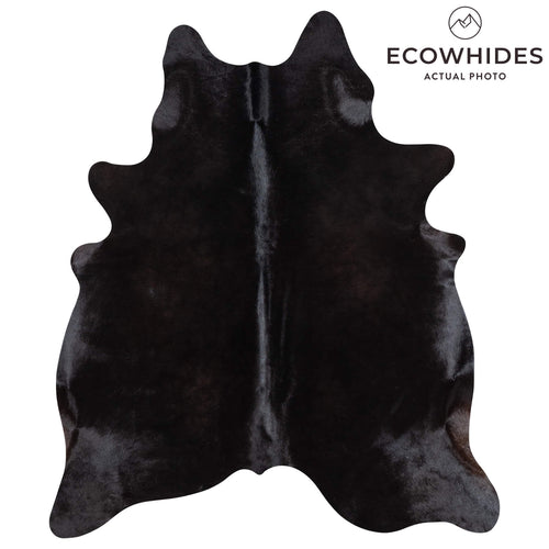 Brazilian Solid Black Cowhide Rug Size 6'8" L x 5'8" W 1086