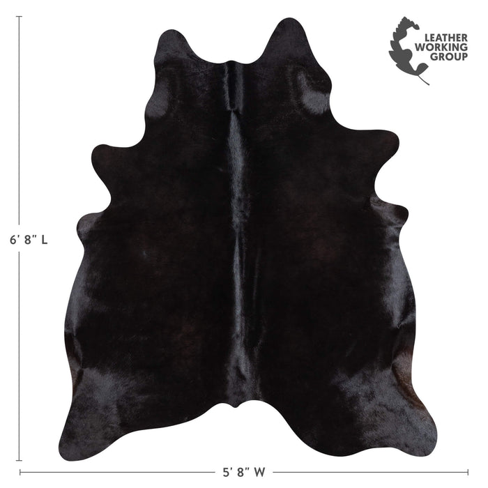 Brazilian Solid Black Cowhide Rug Size 6'8" L x 5'8" W 1086
