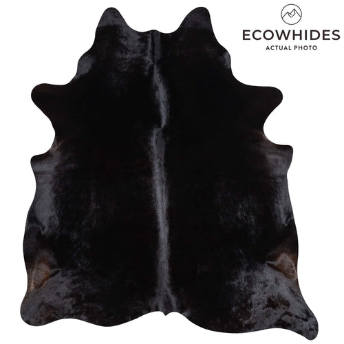 Brazilian Solid Black Cowhide Rug Size 6'10" L x 5'11" W 1089