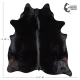 Brazilian Solid Black Cowhide Rug Size 6'10" L x 5'11" W 1089