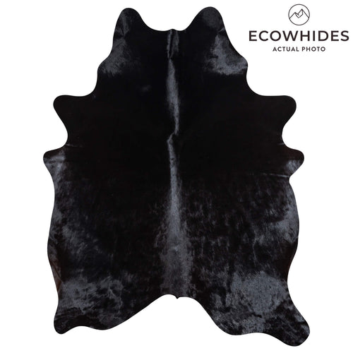 Brazilian Solid Black Cowhide Rug Size 7'1" L x 5'4" W 1090