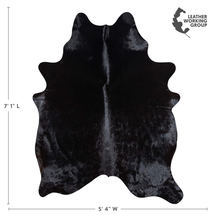 Brazilian Solid Black Cowhide Rug Size 7'1" L x 5'4" W 1090