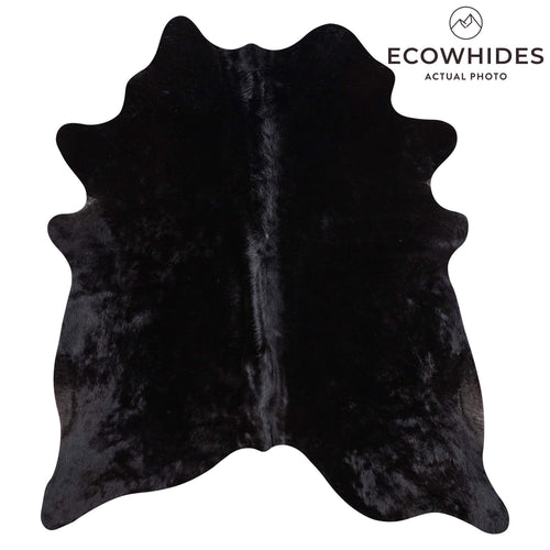 Brazilian Solid Black Cowhide Rug Size 6'7" L x 5'10" W 1093