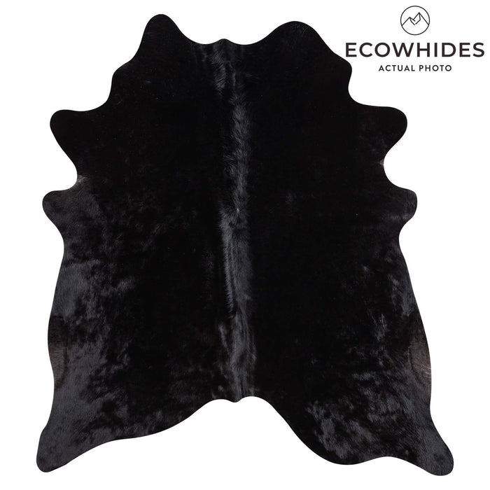 Brazilian Solid Black Cowhide Rug Size 6'7" L x 5'10" W 1093