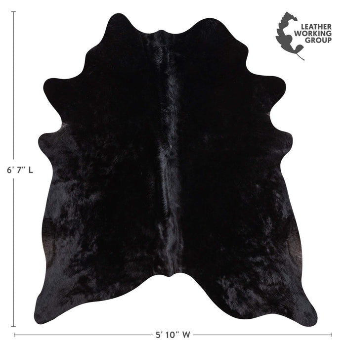Brazilian Solid Black Cowhide Rug Size 6'7" L x 5'10" W 1093