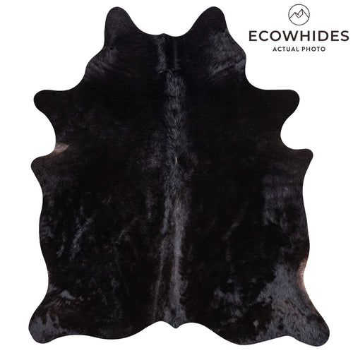 Brazilian Solid Black Cowhide Rug Size 6'9" L x 5'11" W 1094