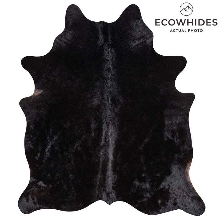 Brazilian Solid Black Cowhide Rug Size 6'9" L x 5'11" W 1094