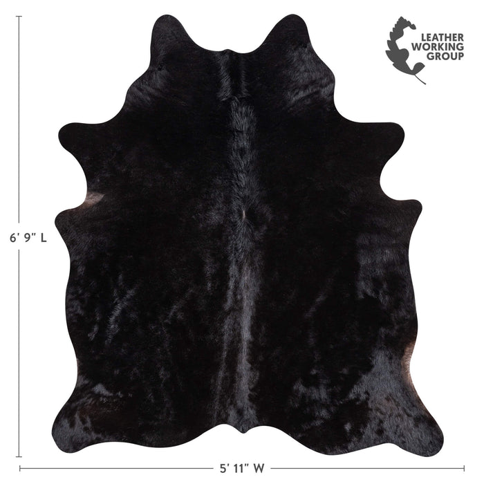Brazilian Solid Black Cowhide Rug Size 6'9" L x 5'11" W 1094