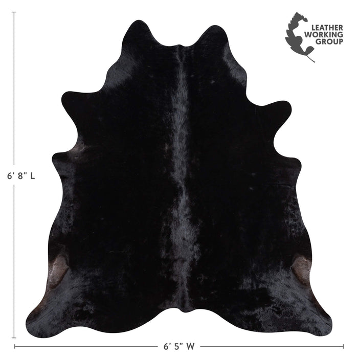 Brazilian Solid Black Cowhide Rug Size 6'8" L x 6'5" W 1095