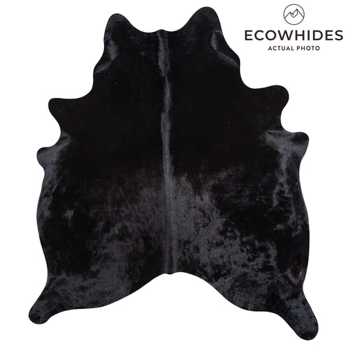 Brazilian Solid Black Cowhide Rug Size 7'0" L x 6'0" W 1096
