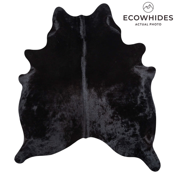 Brazilian Solid Black Cowhide Rug Size 7'0" L x 6'0" W 1096