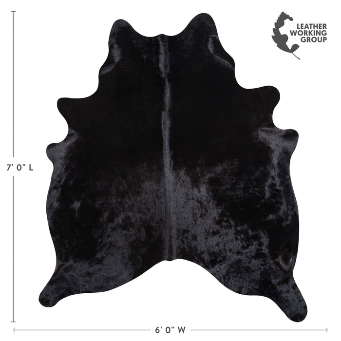 Brazilian Solid Black Cowhide Rug Size 7'0" L x 6'0" W 1096