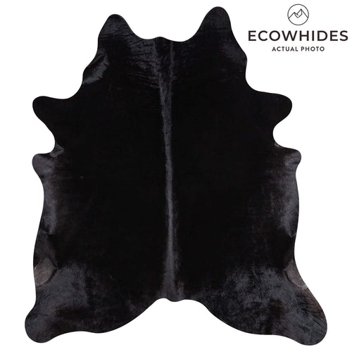 Brazilian Solid Black Cowhide Rug Size 6'7" L x 5'10" W 1097