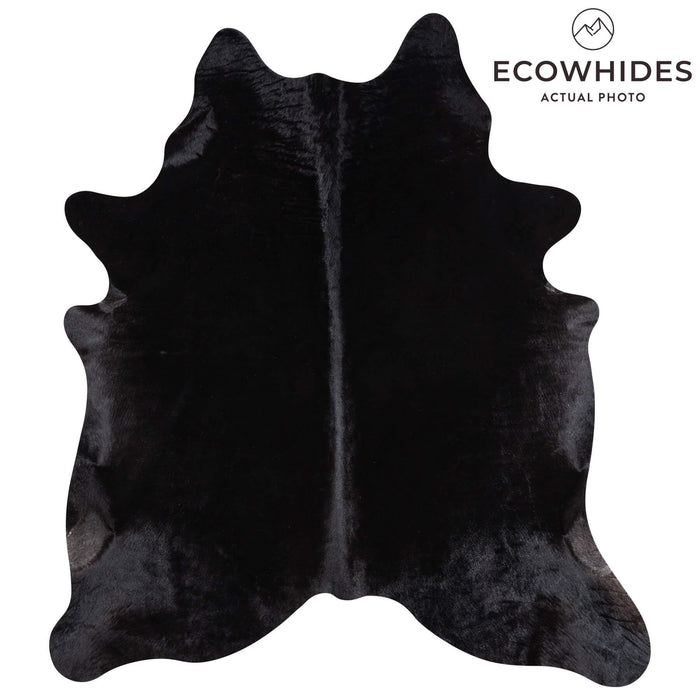 Brazilian Solid Black Cowhide Rug Size 6'7" L x 5'10" W 1097